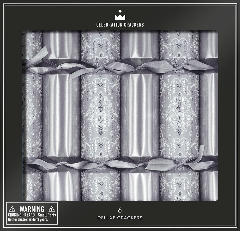 Silver Damask 12in Cracker (6pcs) FSC Mix - PACK 6