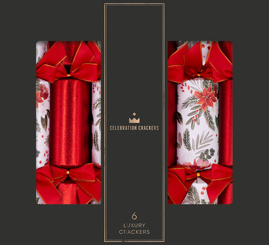 Glitter Poinsettia 13in Cracker (6pcs) FSC Mix - PACK 6